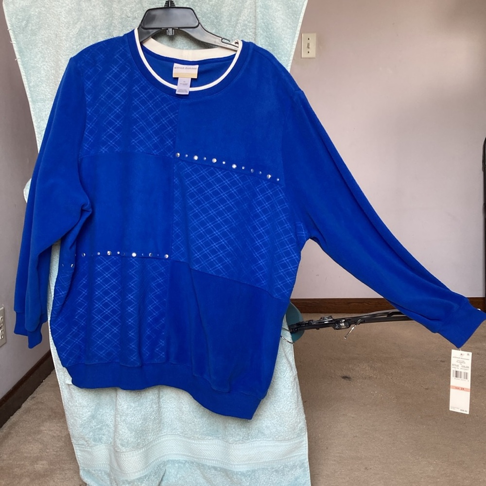 Offer$18 Alfred Dunner pullover blue top with bling details 2X - Picture 10 of 16